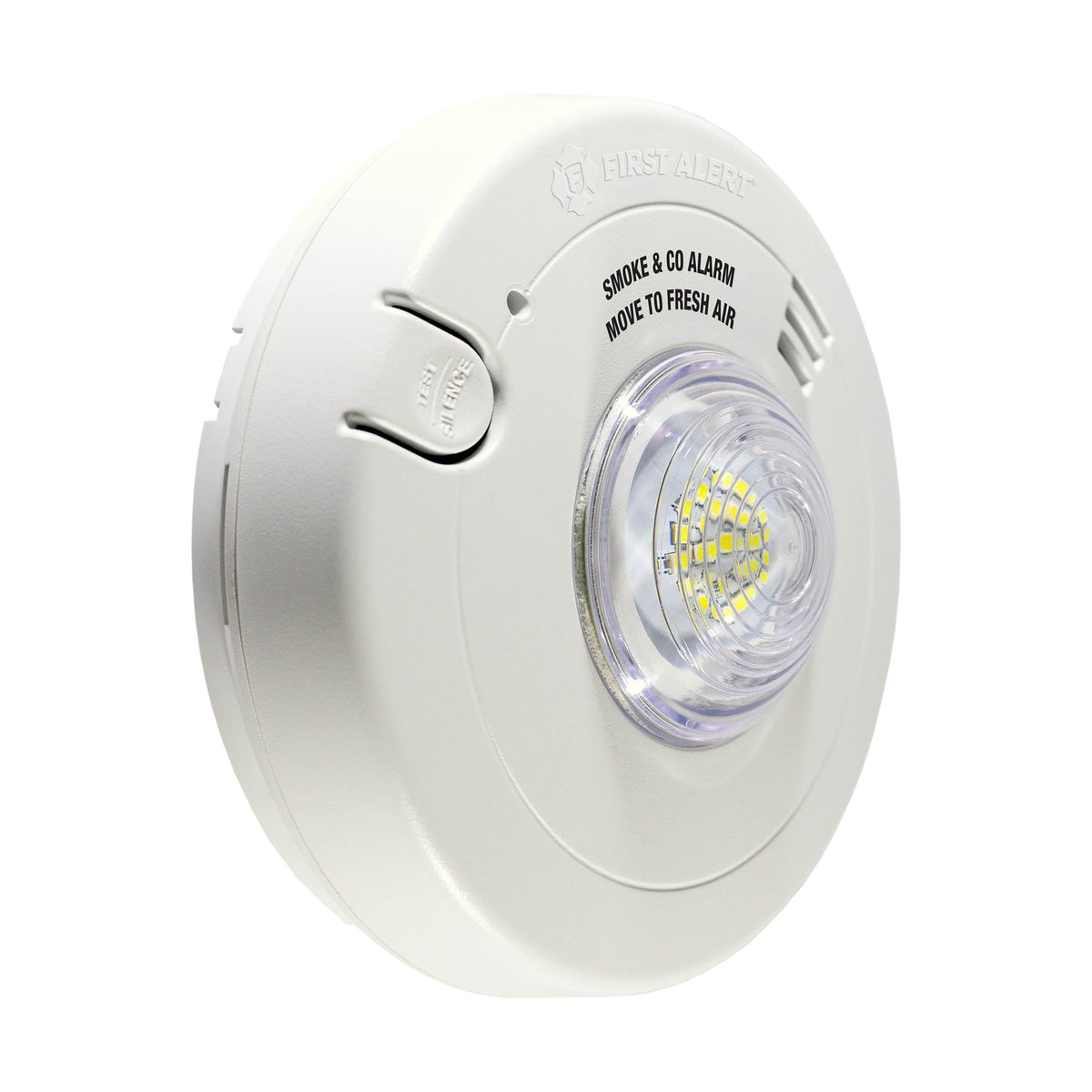 Angle - Hardwired Hearing Impaired Combo Smoke and CO Alarm with LED Strobe Light - Photoelectric
