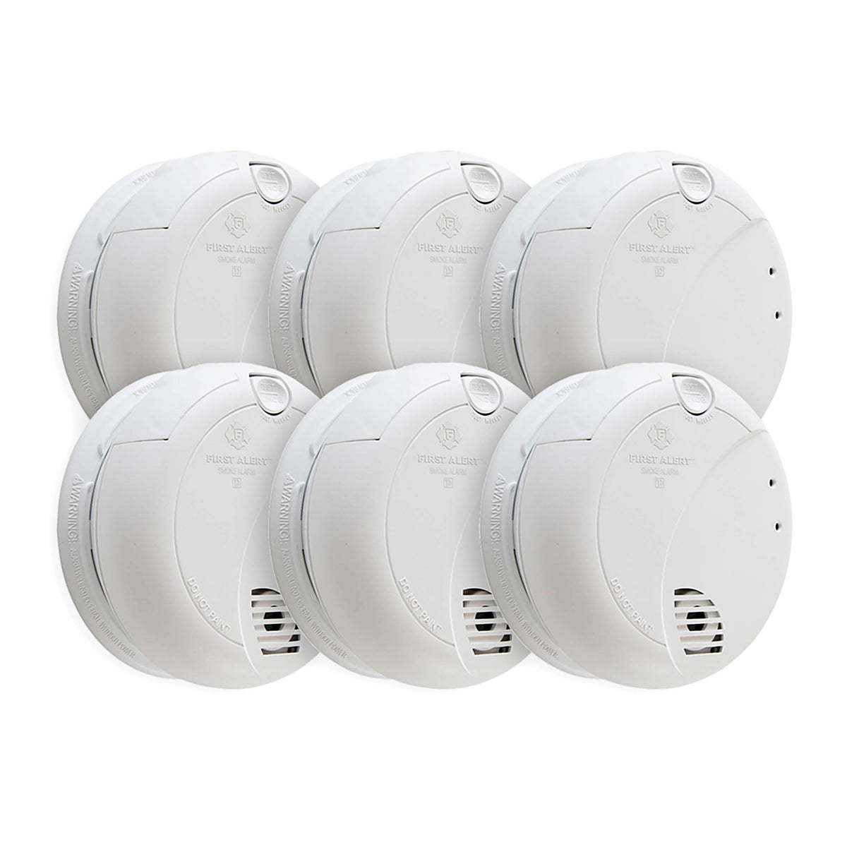 7010B6CP Angle 6pk Hardwired Photoelectric Smoke Alarm with Battery Backup