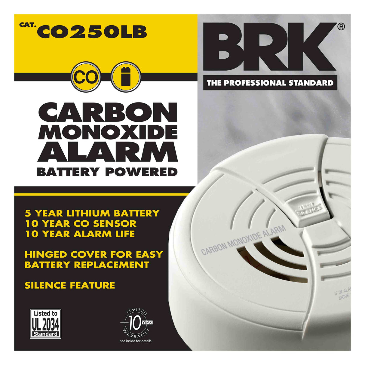 CO250LB Carton - Lithium Battery-Operated Carbon Monoxide Alarm