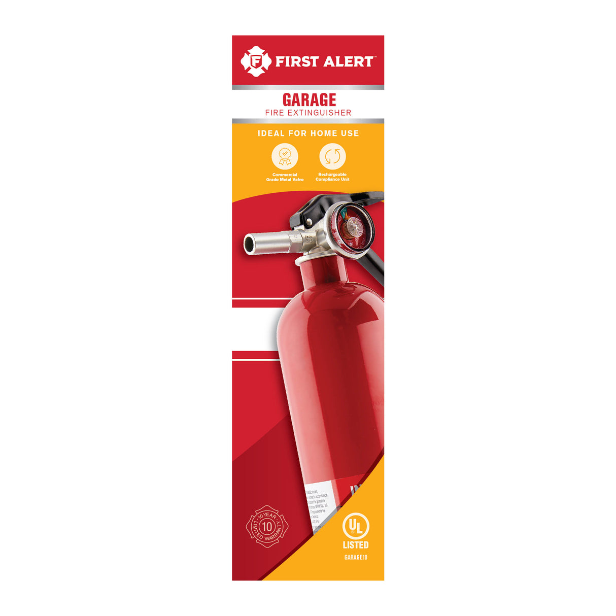 Front Package - Rechargeable Garage Fire Extinguisher (White)
