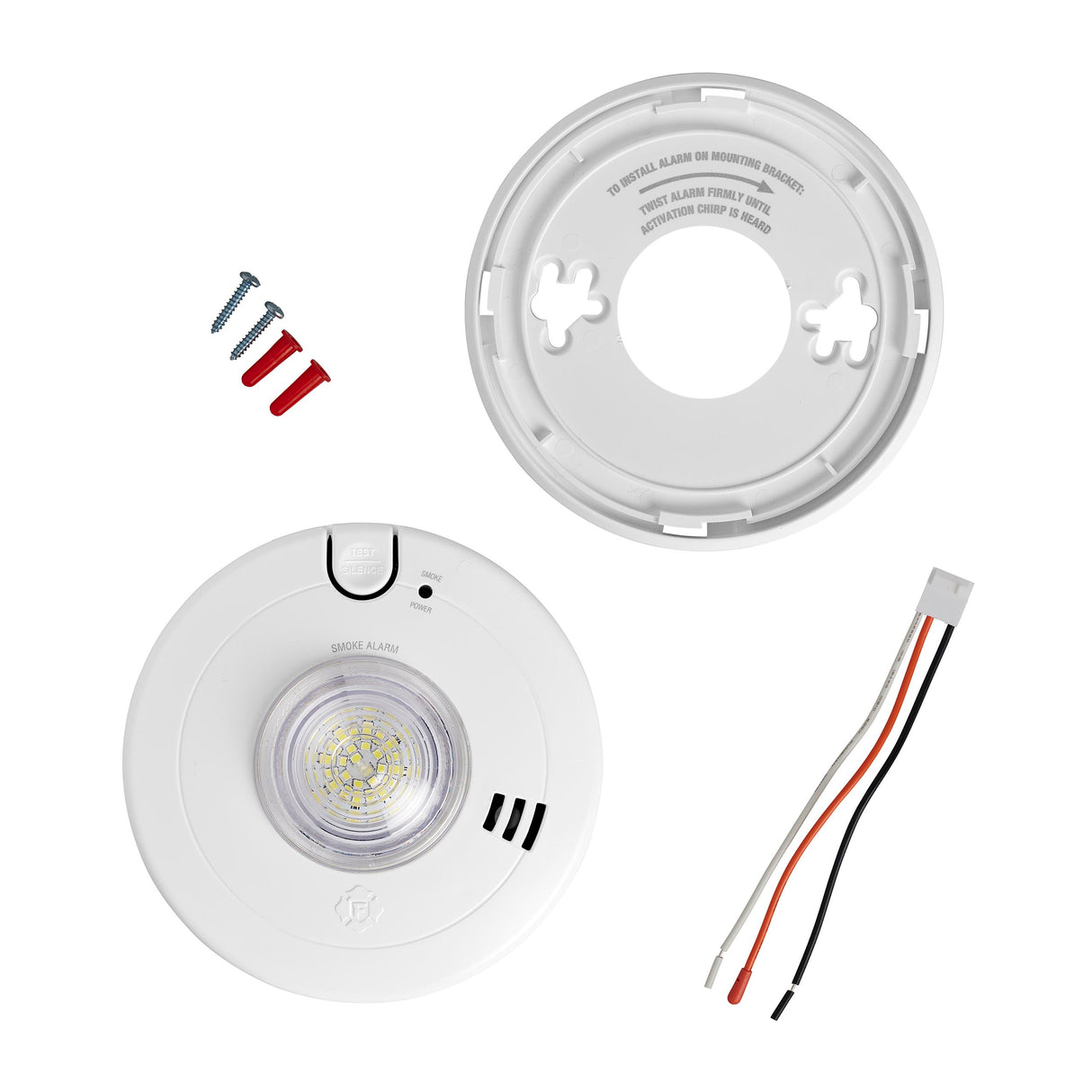 Hardwire Smoke Alarm with LED Strobe and 10-Year Battery Backup
