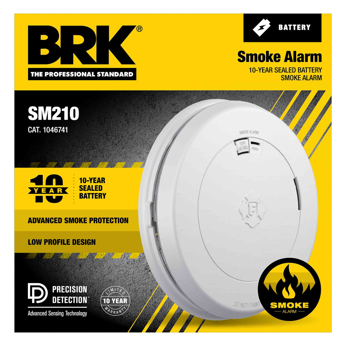 10-Year Battery Smoke Alarm with Slim Profile Design