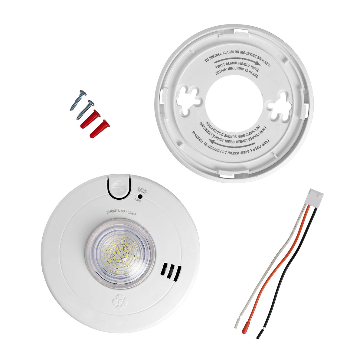 Hardwire Combination Smoke and Carbon Monoxide Alarm with LED Strobe and 10-Year Battery Backup