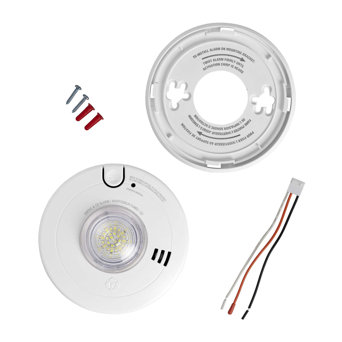 What is in the box of Hardwire Smoke & CO Alarm with LED Strobe