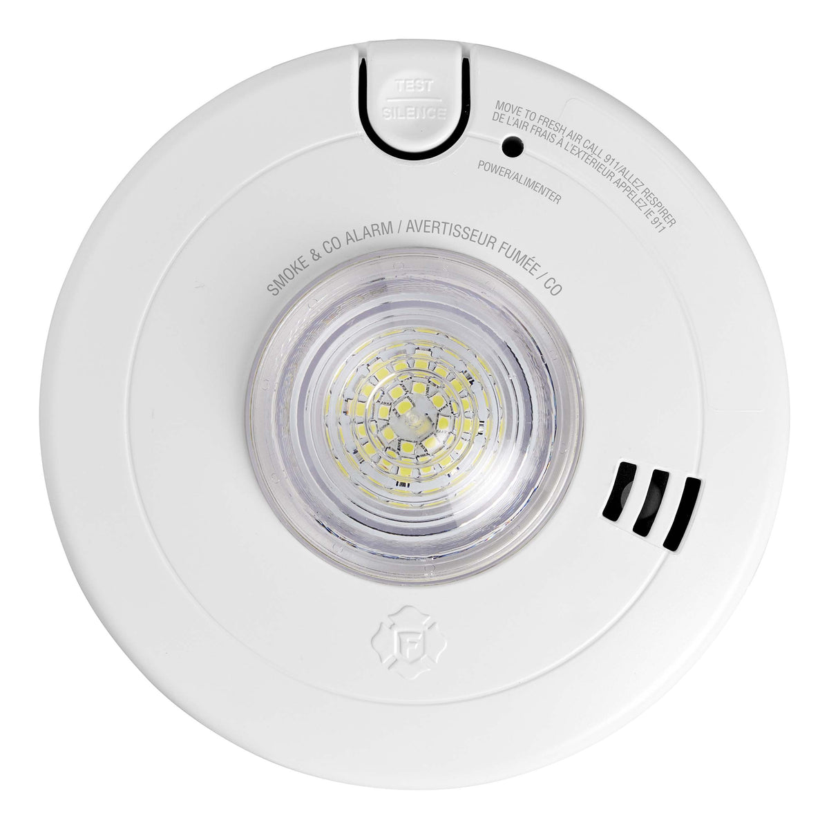 Front view of Hardwire Smoke & CO Alarm with LED Strobe