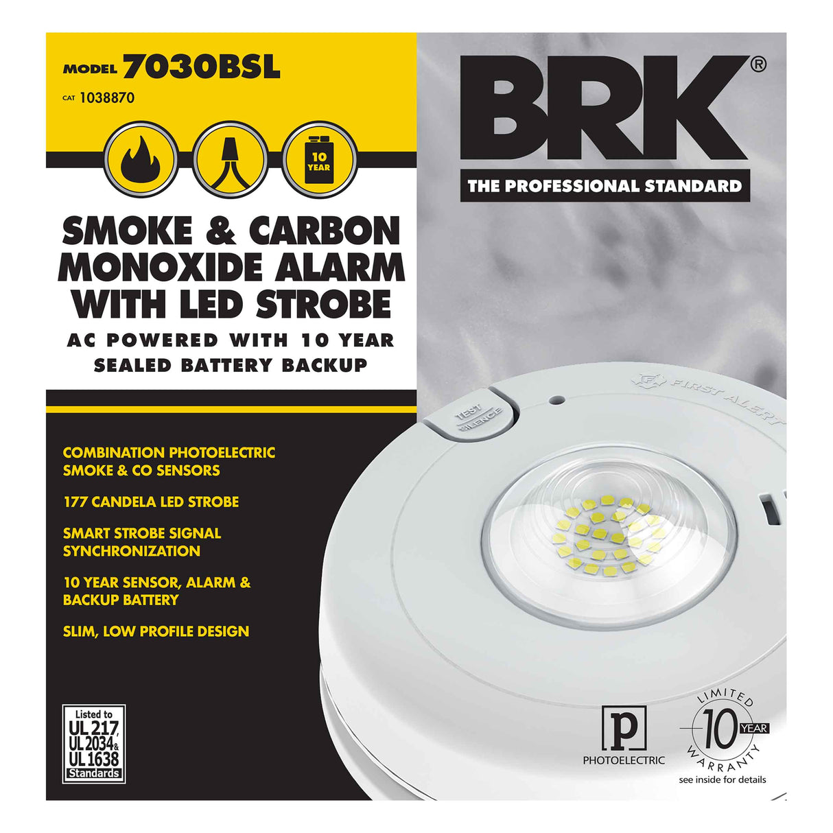 Carton -Hardwired Hearing Impaired Combination Smoke & CO Alarm w/LED Strobe Light - Photoelectric