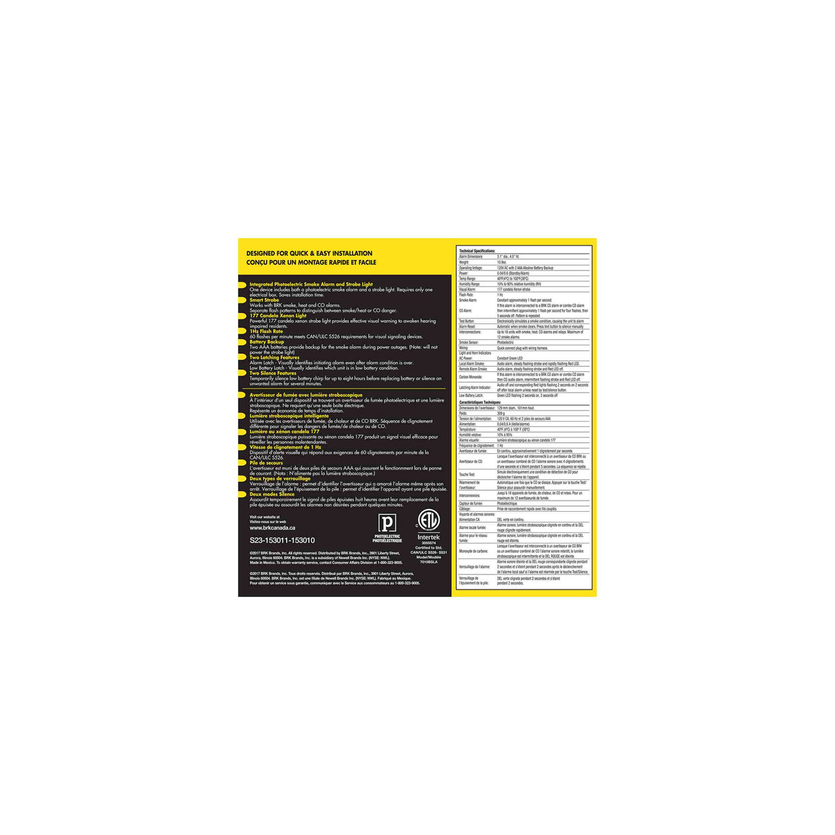 Hardwired Photo Smoke/Strobe with Battery Backup