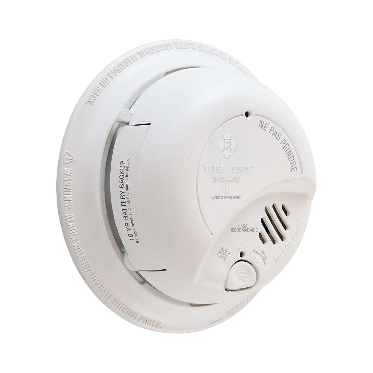 9120LBLA Hardwired Ionization Smoke Alarm with 10 Yr Battery Backup - Angle