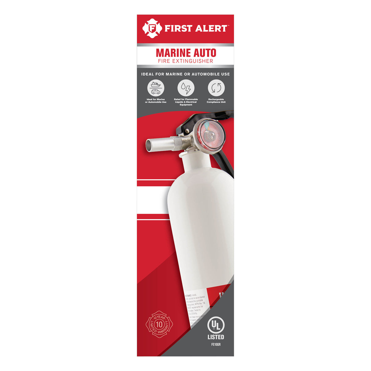 Front Package Rechargeable Marine Fire Extinguisher (White)