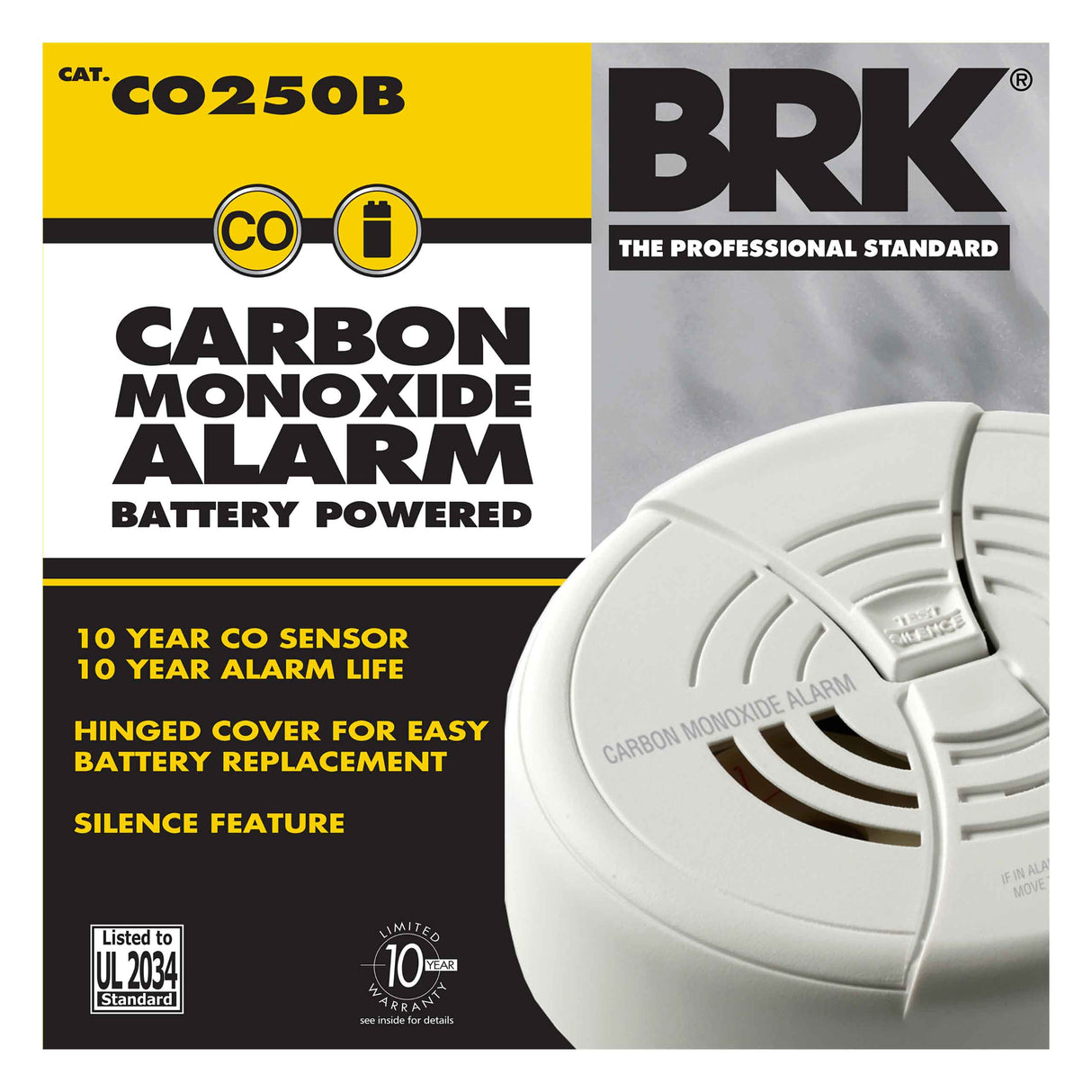 CO250B Carton - Basic Battery-Operated Carbon Monoxide Alarm