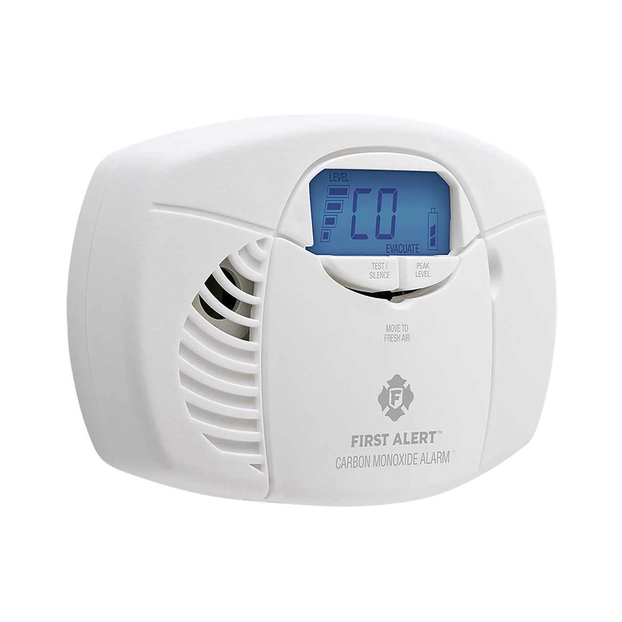 CO410A Battery Operated Carbon Monoxide Alarm with Backlit Digital Display - At an Angle