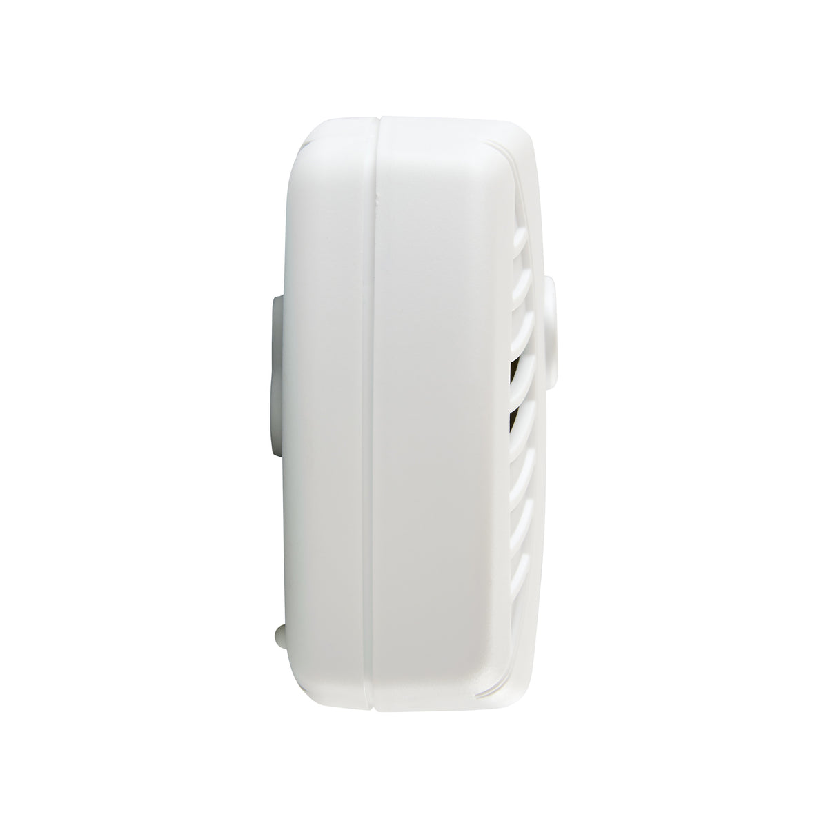 Side of white CO7B01A Battery CO alarm
