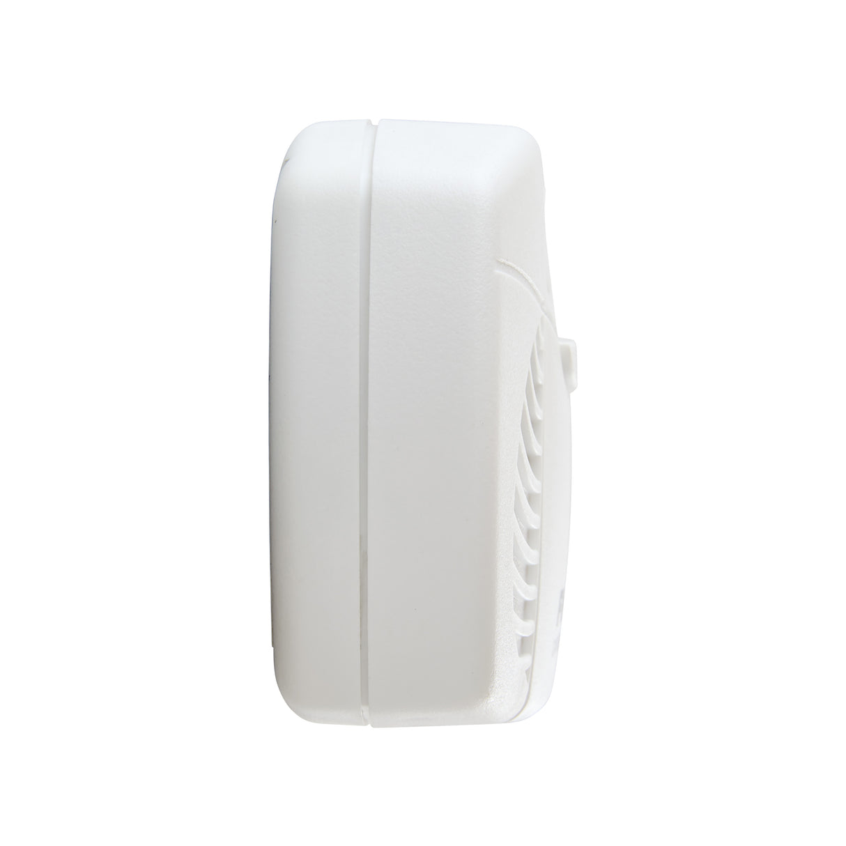 Side of white CO7B01D Battery CO alarm