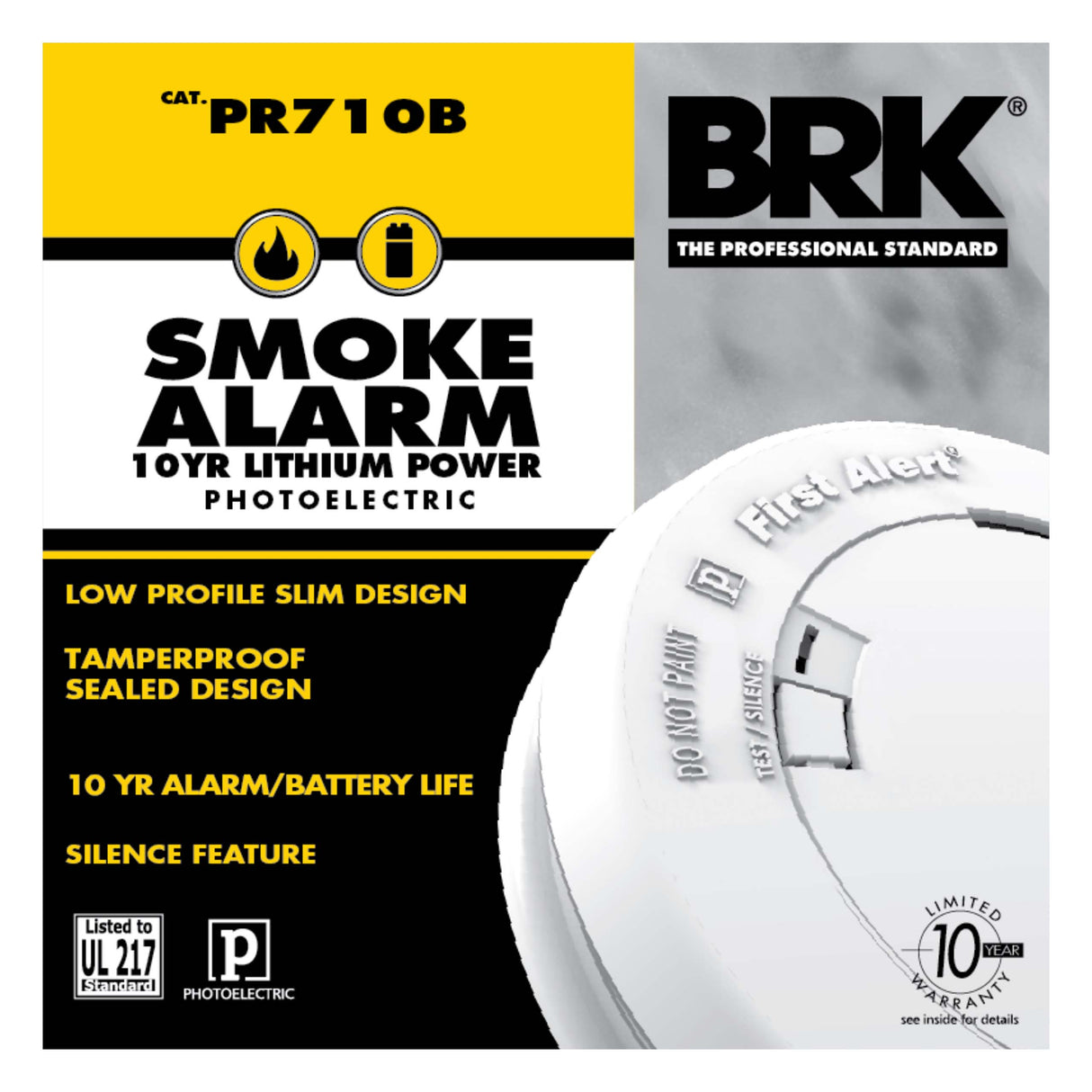 Carton - Slim Photoelectric Smoke Alarm with 10-Year Battery