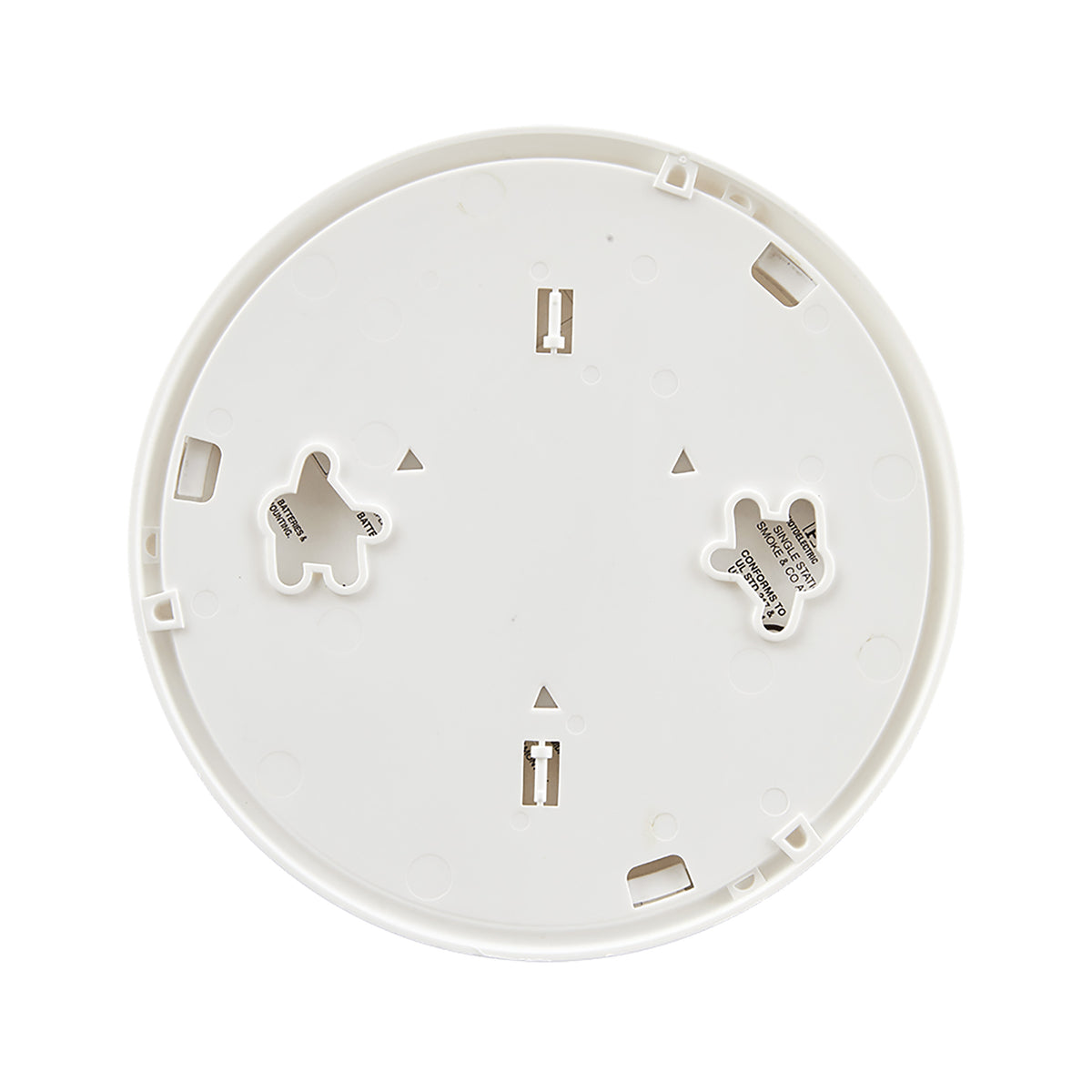 Combo Smoke and CO Alarm back view with mounting plate attached