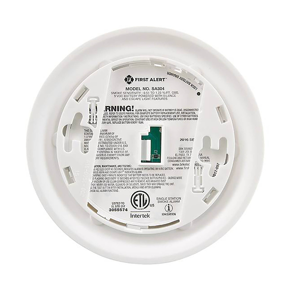 SA304 Smoke Alarm with Escape Light- Back