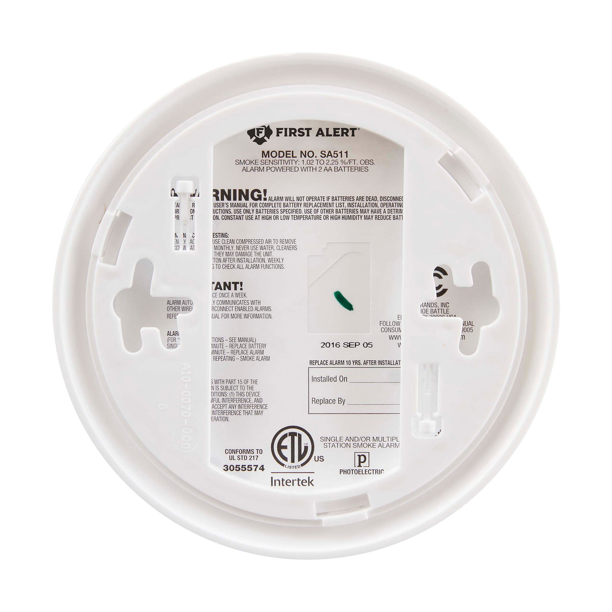 Back - Interconnected Wireless Smoke Alarm with Voice Location