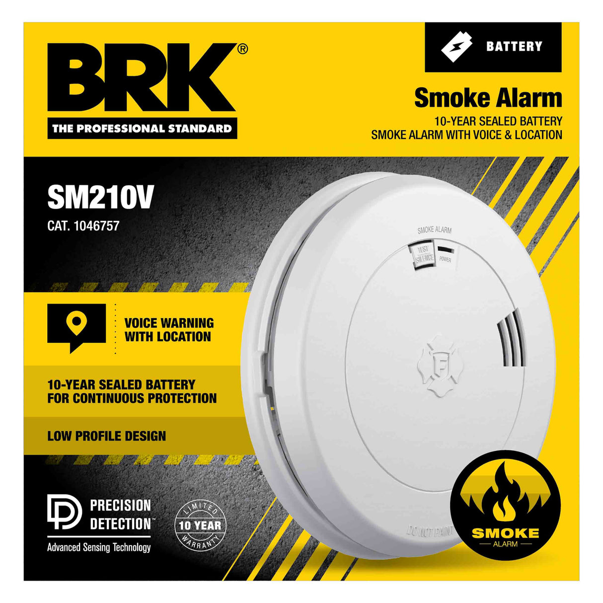 10-Year Battery Smoke Alarm with Voice Alerts