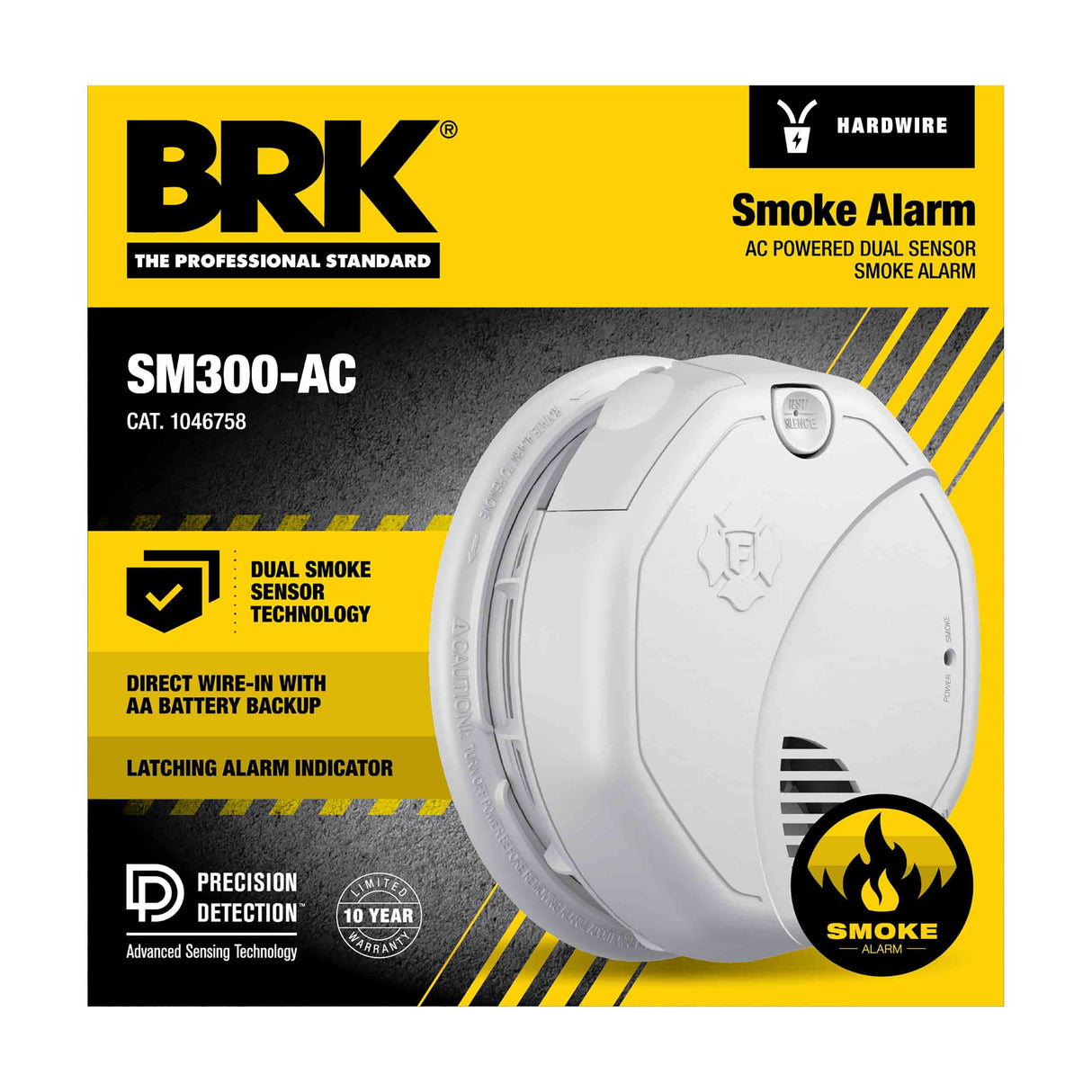 Interconnect Hardwire Dual Sensor Smoke Alarm with Battery Backup
