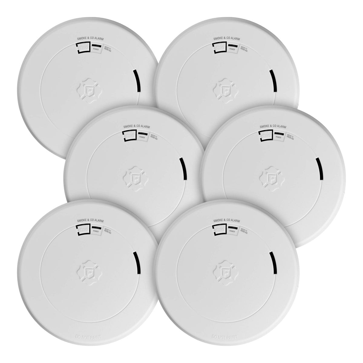 10-Year Battery 2-in-1 Smoke and CO Alarm with Slim Profile Design - 6 Pack
