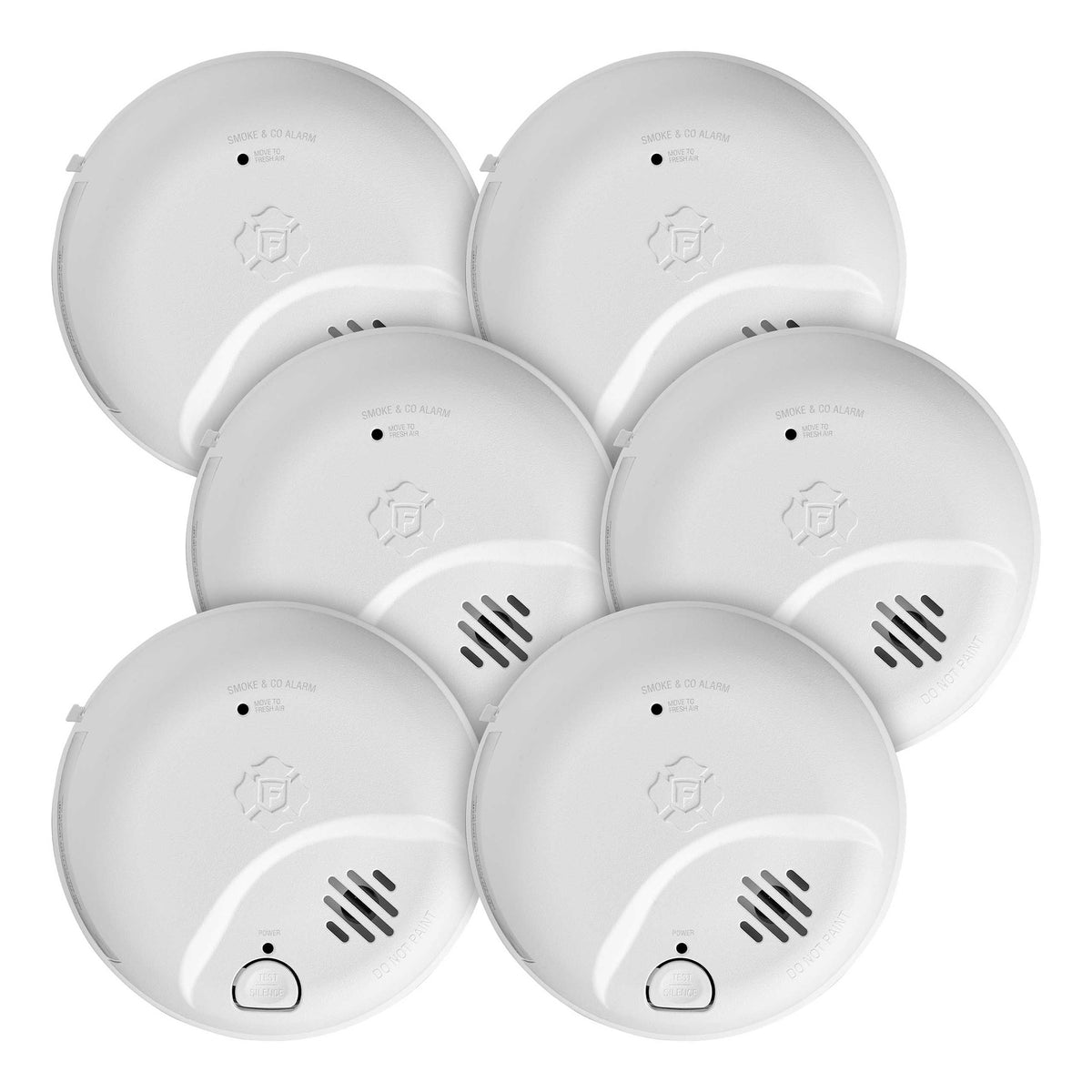 Smoke and CO Alarm front view 6 Pack
