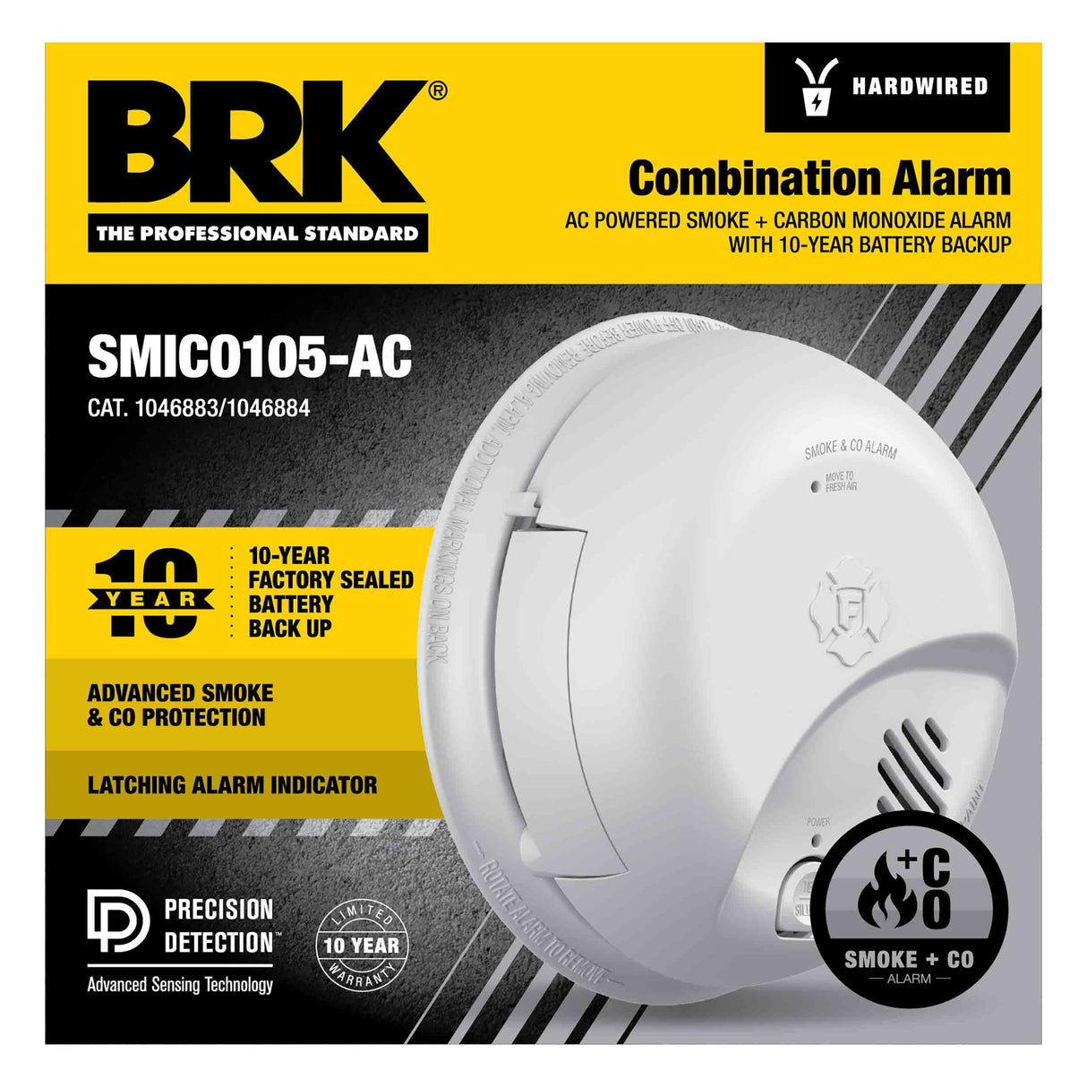 Interconnect Hardwire Smoke and CO Alarm with 10-Year Battery Backup